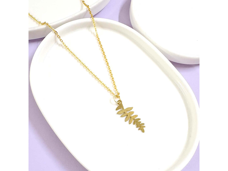 Golden Leaf Pendant Charm Necklace at 71% Off product view