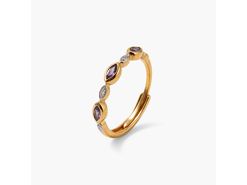 Violet Marquise Station 925 Sterling Silver Ring at 37% Off product view