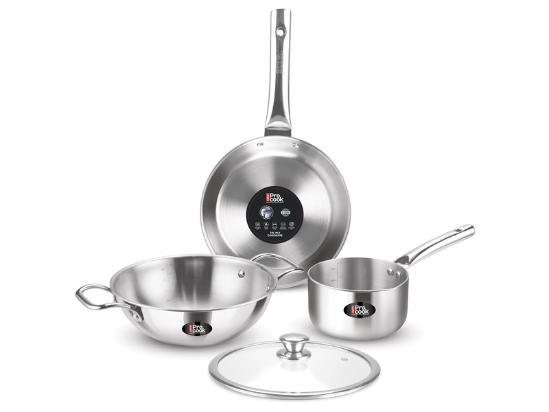 Triply Stainless Steel 4 Pc Induction Cookware Set (Procook By Milton) at 63% Off product view