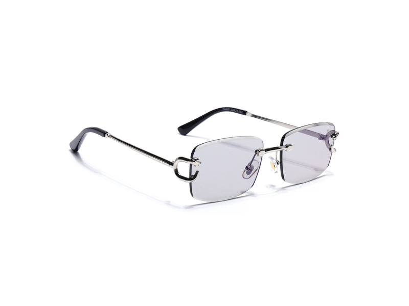 Stud | Smoke Grey Rimless Sunglasses | Silver Frame - MG7529 at 57% Off product view