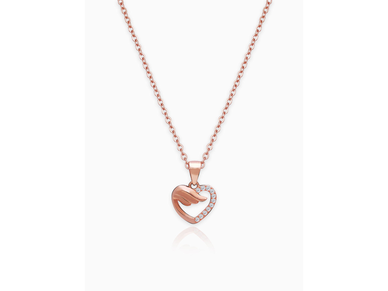 Rose Gold Winged Heart Pendant with Link Chain at 72% Off product view
