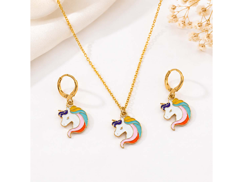 Multicolor Unicorn Charm Necklace Set at 69% Off product view