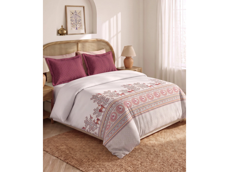 Shilpkalaa Printed King Bedsheet Set, Madhubani| 144TC Cotton| 2 Pillow covers at 40% Off product view