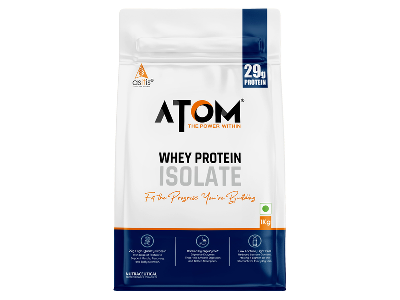 AS-IT-IS ATOM Whey Protein Isolate | 29g Protein per Serving | With DigeZyme® Enzymes at 38% Off product view