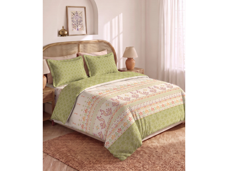 Shilpkalaa Printed King Bedding Set, Kasuti | 144TC, 150 GSM| 4Pc Set at 40% Off product view