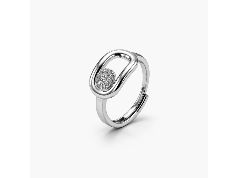 Crystal Paperclip Platinum Plated 925 Sterling Silver Ring at 37% Off product view