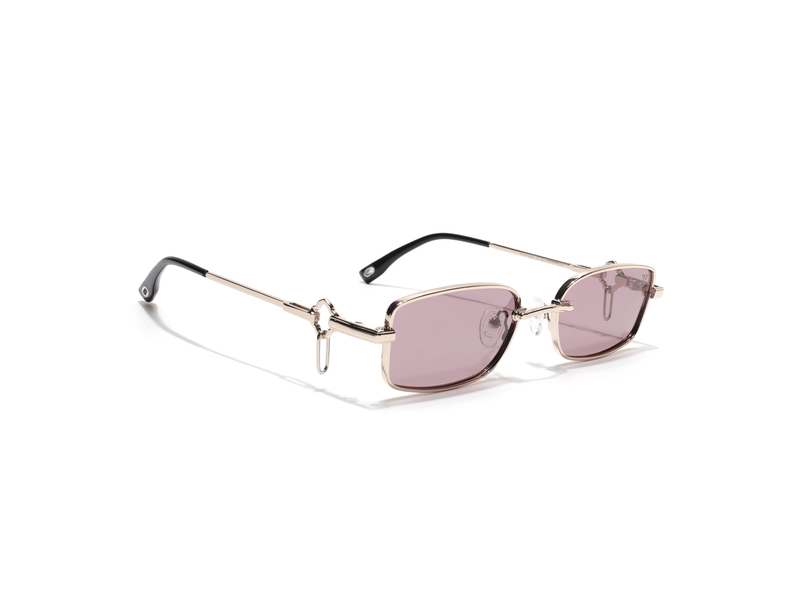 Rectangle Polarized Sunglasses (Purple Lens | Golden Frame - SLPMG9031) at 69% Off product view