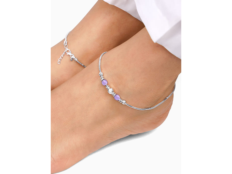 Silver Colourful Radiance Anklet at 60% Off product view