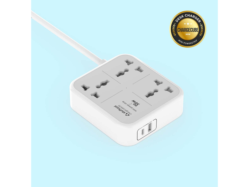 ChargeCube Mini Power Strip with 30W Type C output at 50% Off product view