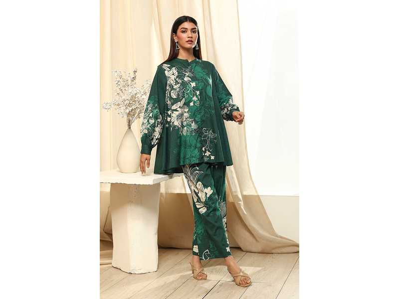 Green Cotton Floral Printed Co-ord Set at 50% Off product view