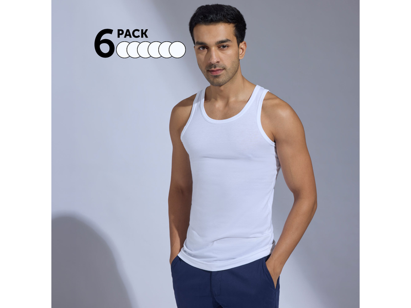 Super-Soft Combed Cotton Vest Polar White (Pack of 6) at 56% Off product view