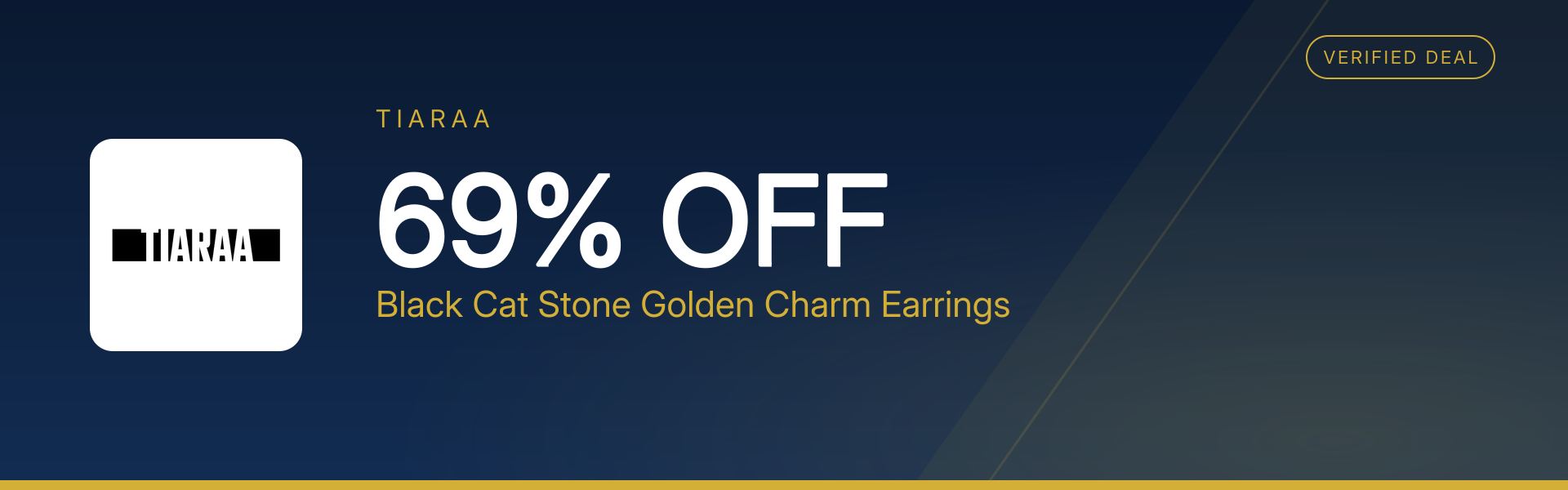 Black Cat Stone Golden Charm Earrings at 69% Off