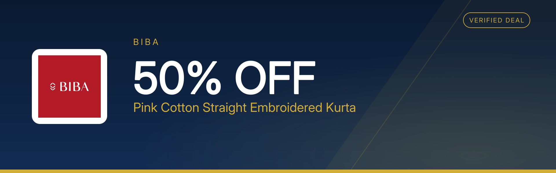 Pink Cotton Straight Embroidered Kurta at 50% Off