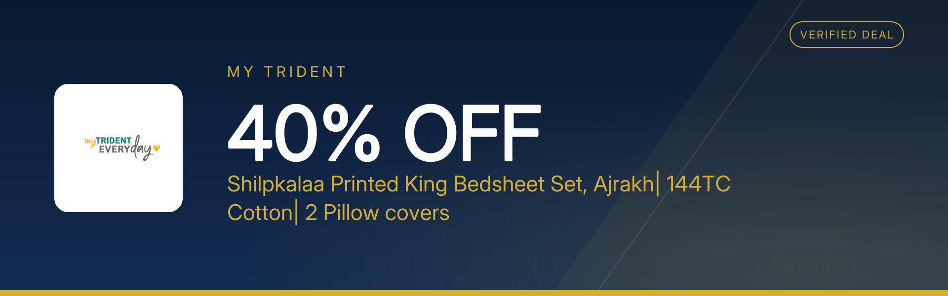 Shilpkalaa Printed King Bedsheet Set, Ajrakh| 144TC Cotton| 2 Pillow covers at 40% Off