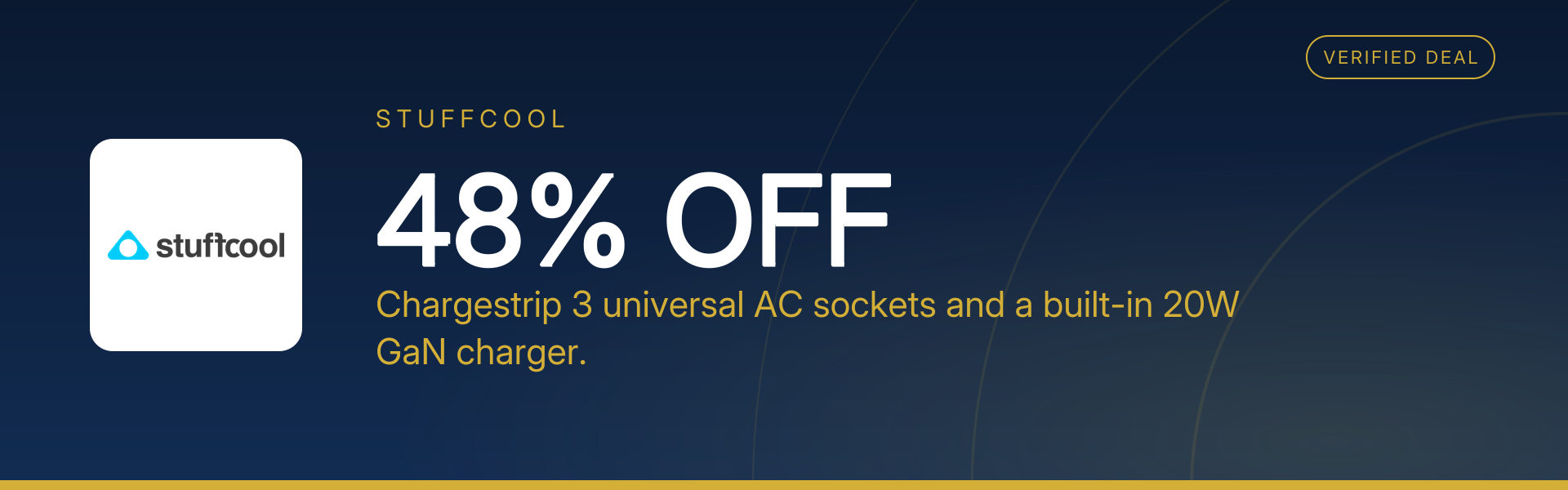 Chargestrip 3 universal AC sockets and a built-in 20W GaN charger. at 48% Off