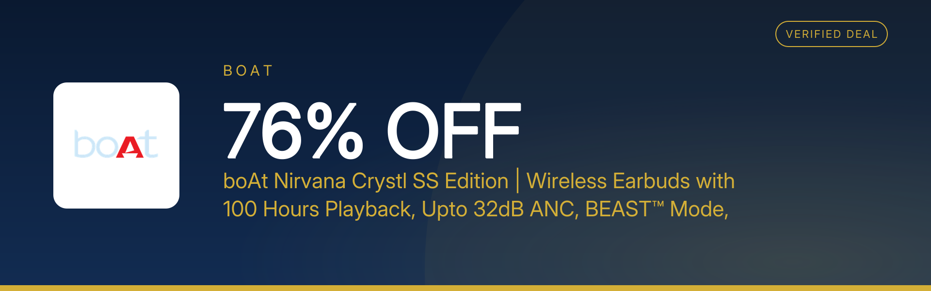boAt Nirvana Crystl SS Edition | Wireless Earbuds with 100 Hours Playback, Upto 32dB ANC, BEAST™ Mode, Adaptive EQ by Mimi at 76% Off