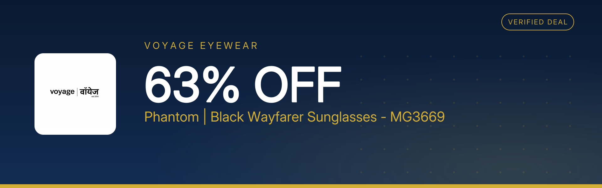 Phantom | Black Wayfarer Sunglasses - MG3669 at 63% Off
