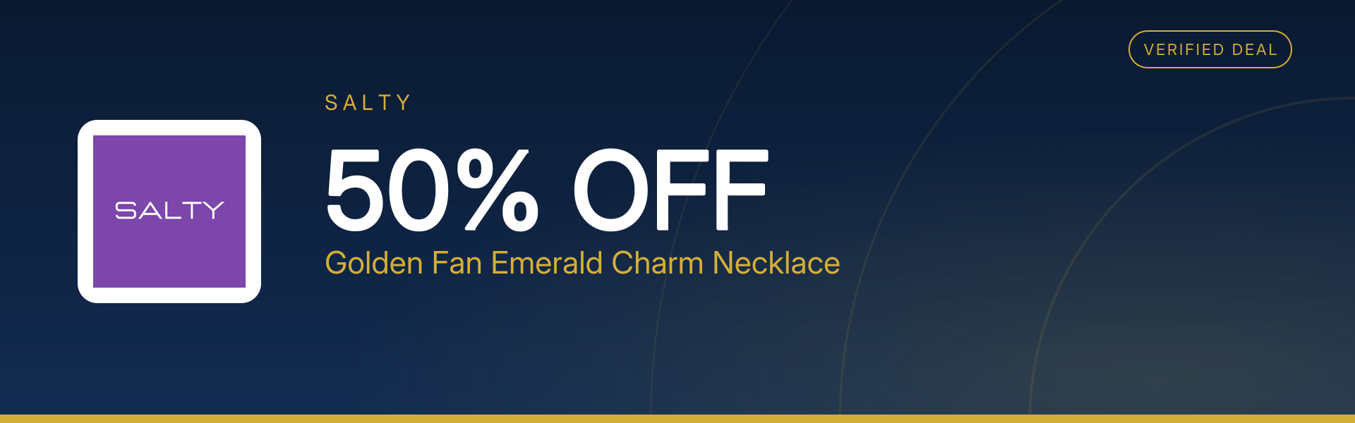 Golden Fan Emerald Charm Necklace at 50% Off