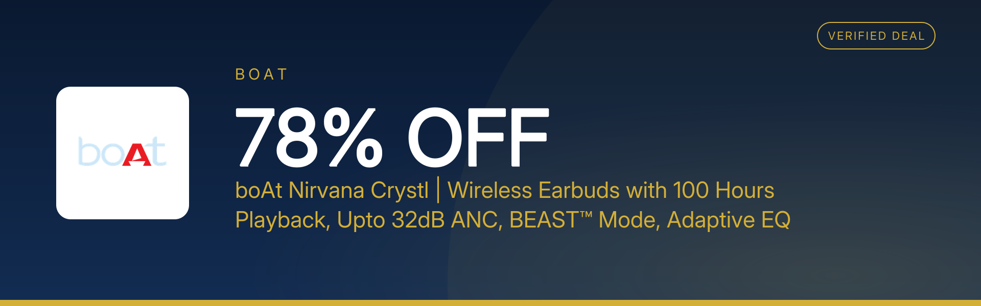 boAt Nirvana Crystl | Wireless Earbuds with 100 Hours Playback, Upto 32dB ANC, BEAST™ Mode, Adaptive EQ by Mimi at 78% Off
