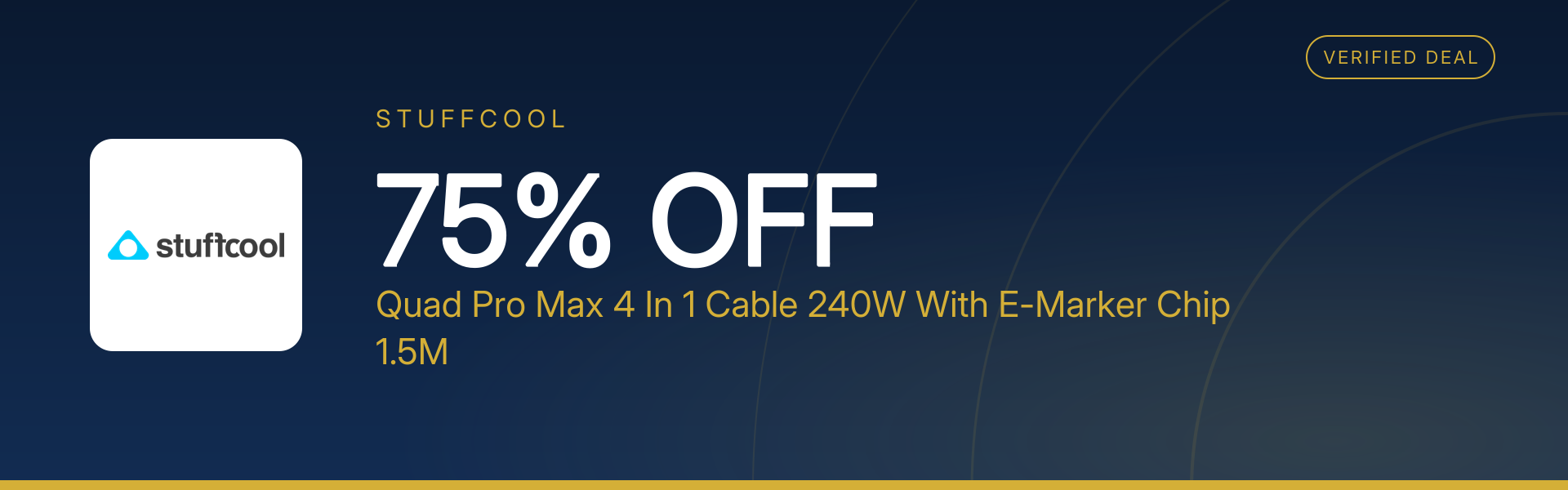 Quad Pro Max 4 In 1 Cable 240W With E-Marker Chip 1.5M at 75% Off