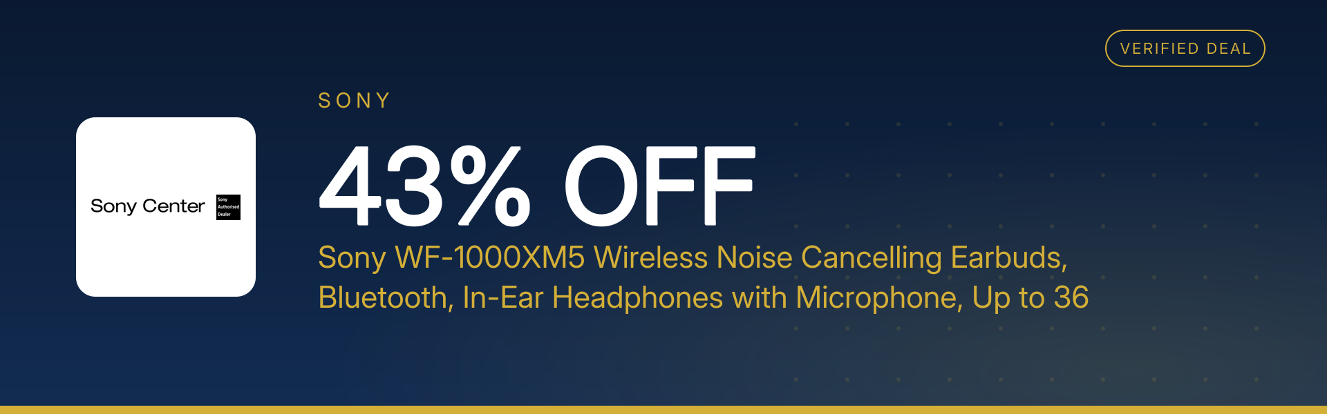 Sony WF-1000XM5 Wireless Noise Cancelling Earbuds, Bluetooth, In-Ear Headphones with Microphone, Up to 36 hours battery life and Quick Charge, IPX4 rating, Works with iOS & Android at 43% Off