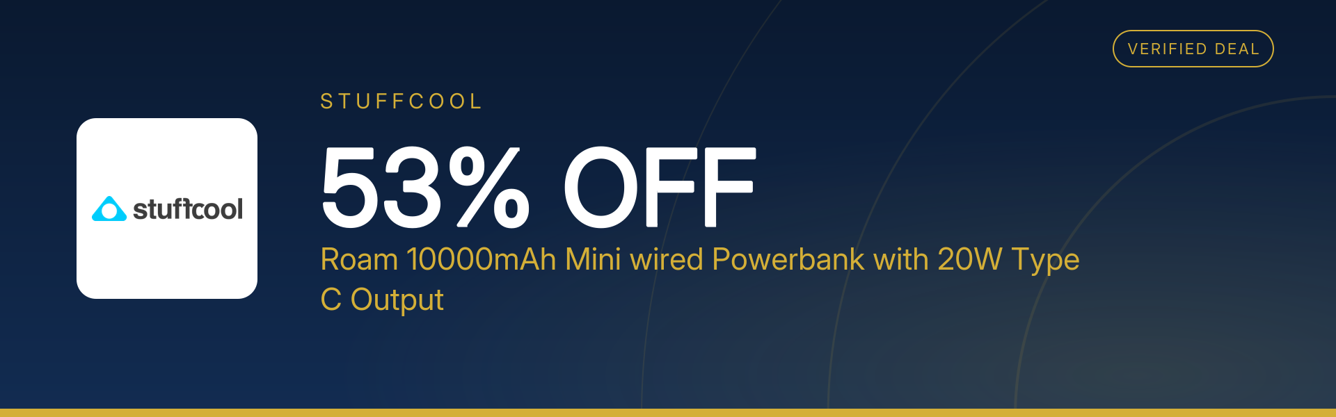 Roam 10000mAh Mini wired Powerbank with 20W Type C Output at 53% Off