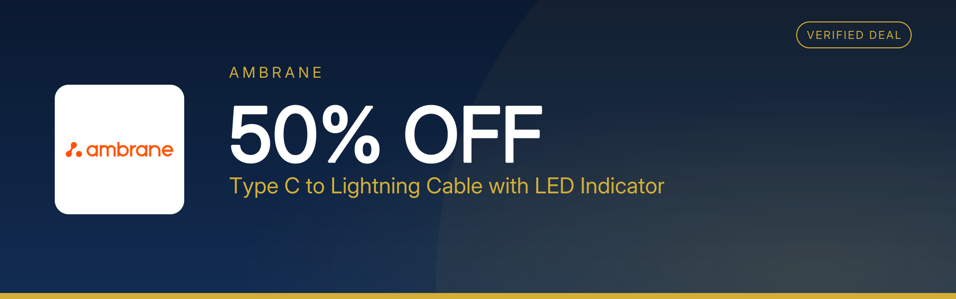 Type C to Lightning Cable with LED Indicator at 50% Off