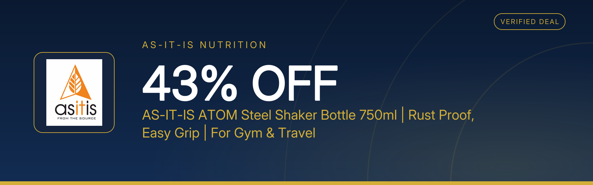 AS-IT-IS ATOM Steel Shaker Bottle 750ml | Rust Proof, Easy Grip | For Gym & Travel at 43% Off