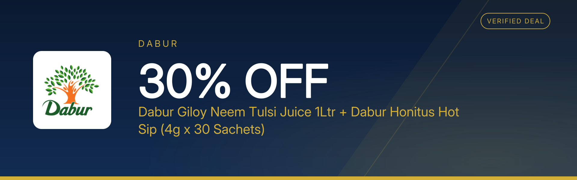 Dabur Giloy Neem Tulsi Juice 1Ltr + Dabur Honitus Hot Sip (4g x 30 Sachets) at 30% Off