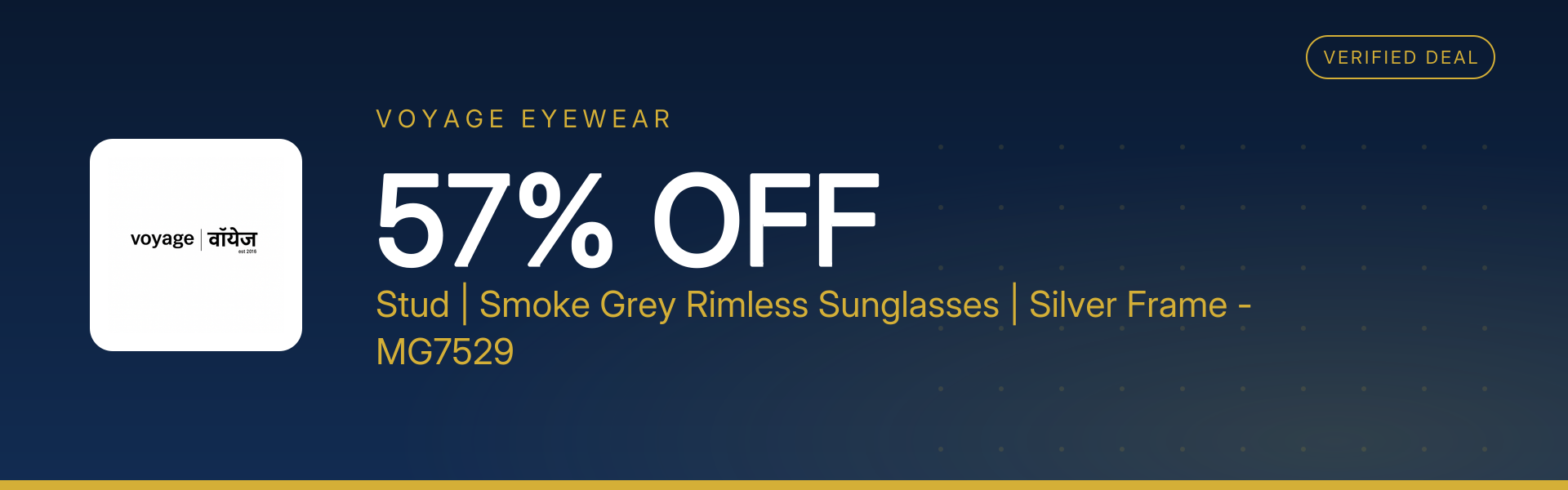 Stud | Smoke Grey Rimless Sunglasses | Silver Frame - MG7529 at 57% Off
