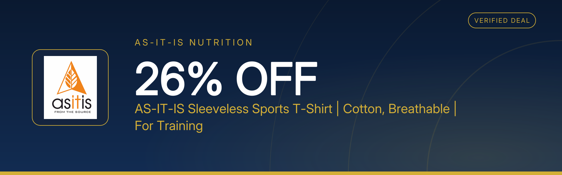 AS-IT-IS Sleeveless Sports T-Shirt | Cotton, Breathable | For Training at 26% Off