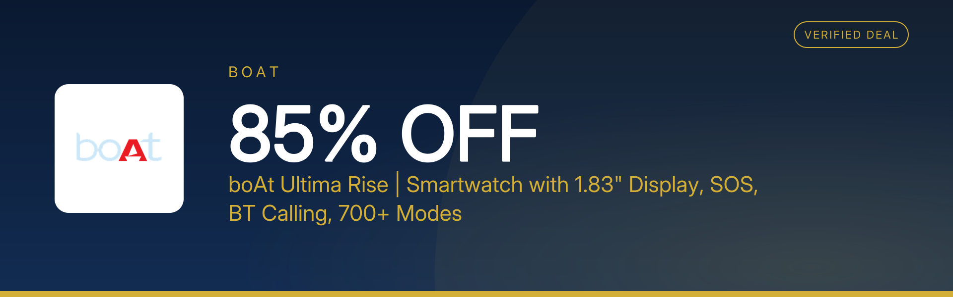 boAt Ultima Rise | Smartwatch with 1.83" Display, SOS, BT Calling, 700+ Modes at 85% Off