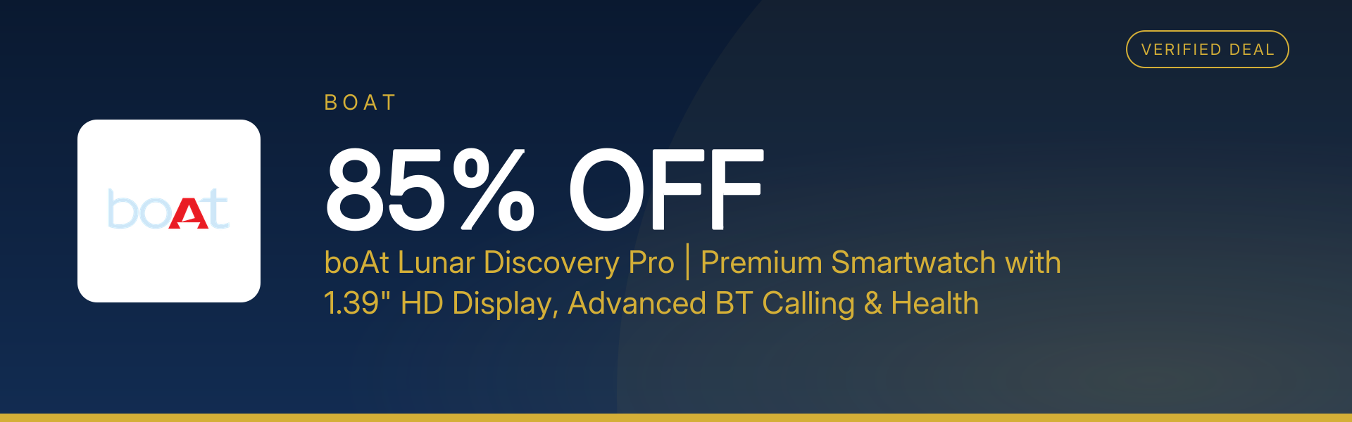boAt Lunar Discovery Pro | Premium Smartwatch with 1.39" HD Display, Advanced BT Calling & Health Monitoring at 85% Off