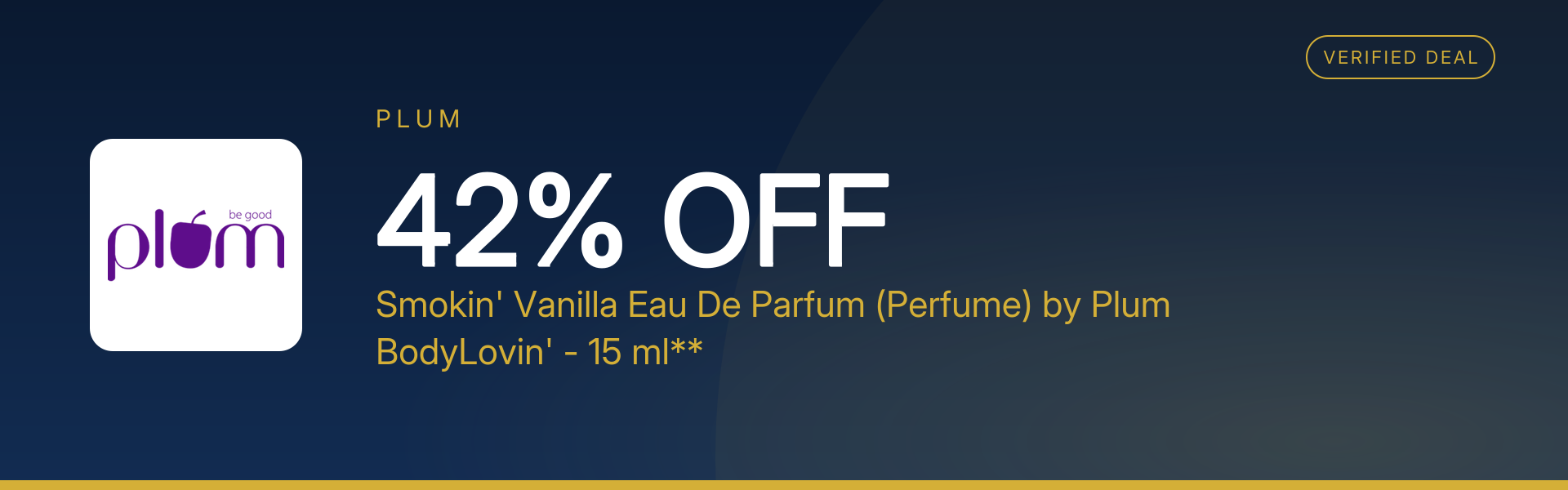 Smokin' Vanilla Eau De Parfum (Perfume) by Plum BodyLovin' - 15 ml** at 42% Off