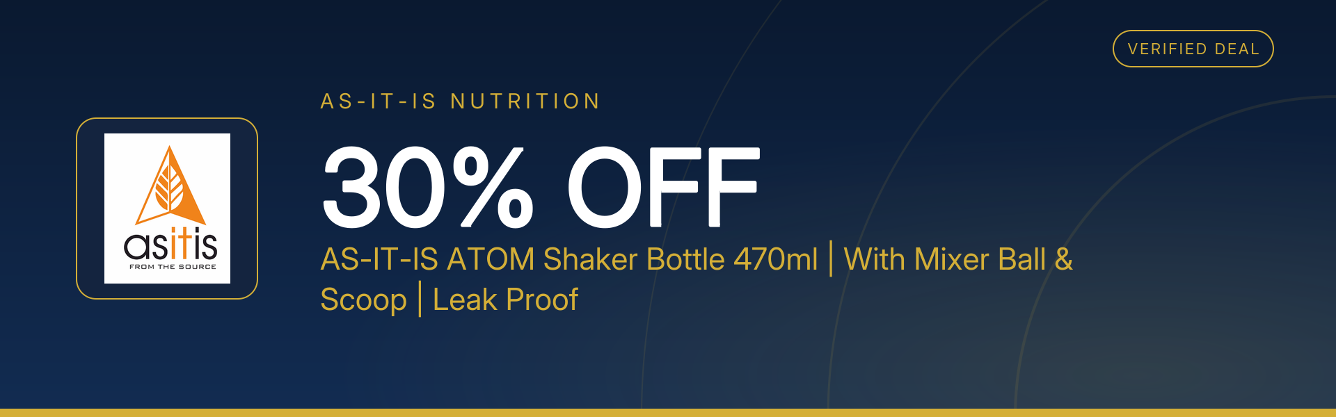 AS-IT-IS ATOM Shaker Bottle 470ml | With Mixer Ball & Scoop | Leak Proof at 30% Off