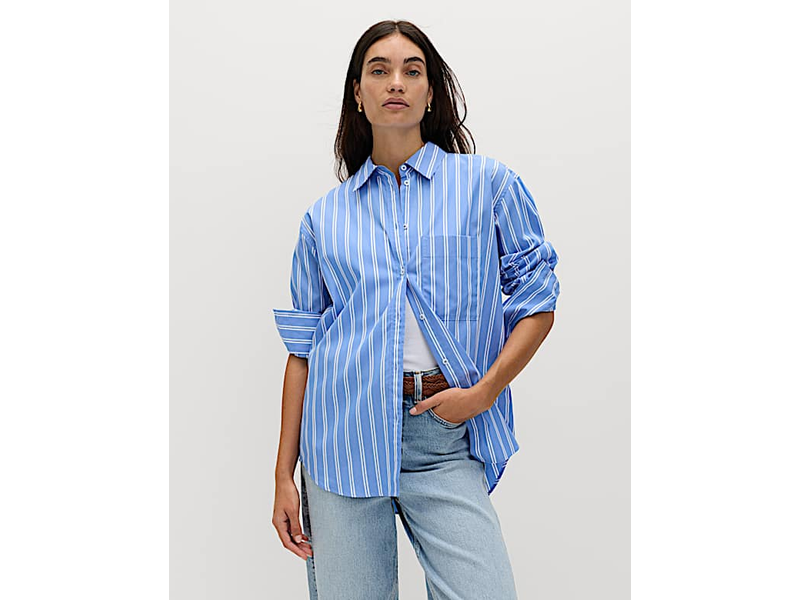 Pure Cotton Striped Girlfriend Shirt at 50% Off product view
