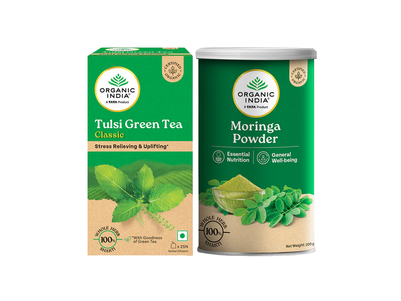 Combo Green Tea Classic & Moringa Powder - A TATA Product at 18% Off product view