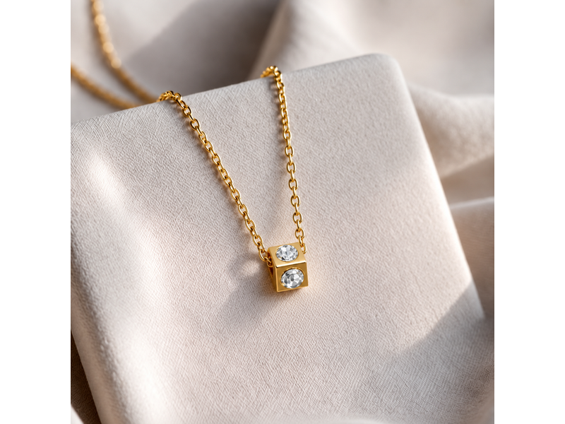 Golden Chain White Tag Necklace at 50% Off product view