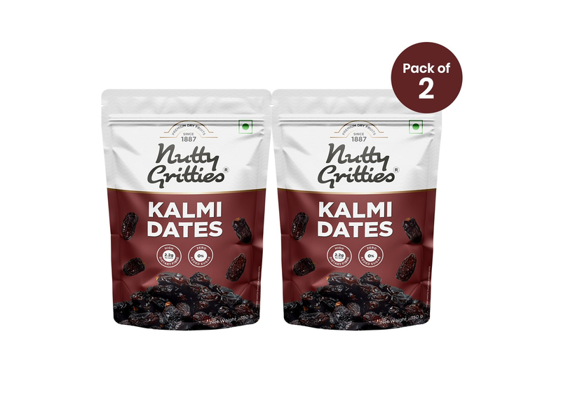 Nutty Gritties Kalmi Dates | Naturally Sweet, Soft & Juicy | Pack of 2 x 350g Each - 700g at 12% Off product view