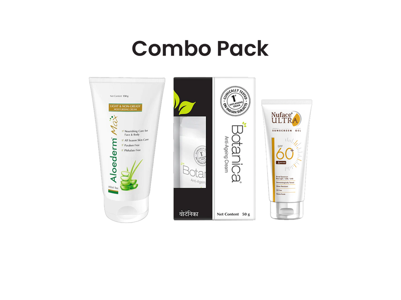 Aloederm Max Mositurising Cream (150g) + Nuface Ultra Sunscreen (50g) + Botanica Anti Ageing Cream (50g) at 25% Off product view