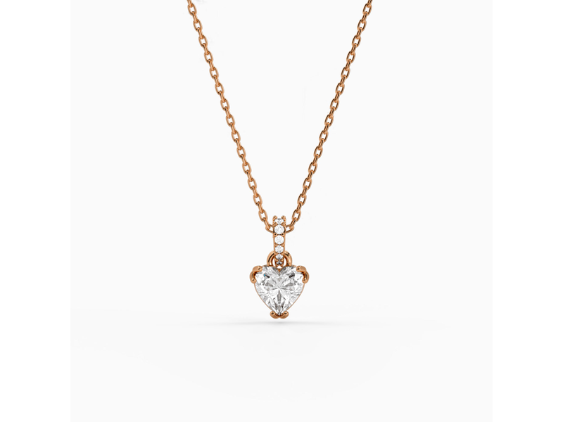 Rose Gold Love Heart Pendant With Link Chain at 73% Off product view