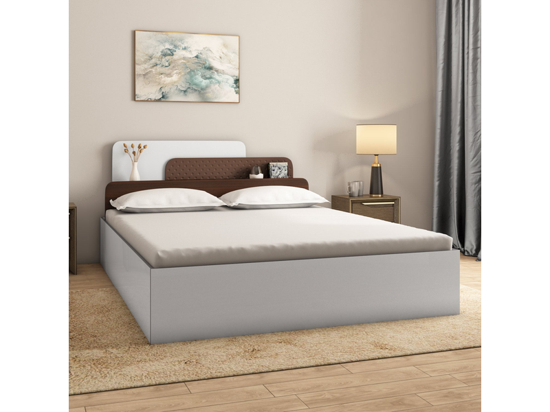 Nilkamal Bruce Queen Bed with Box Storage (Walnut & Cappuccino) at 69% Off product view